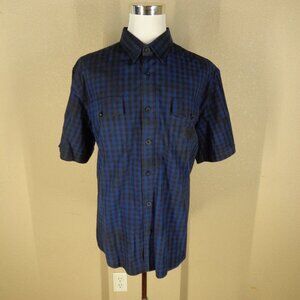 Harley Davidson Cloud Wash Blue Black Plaid Shirt 2XL Logo